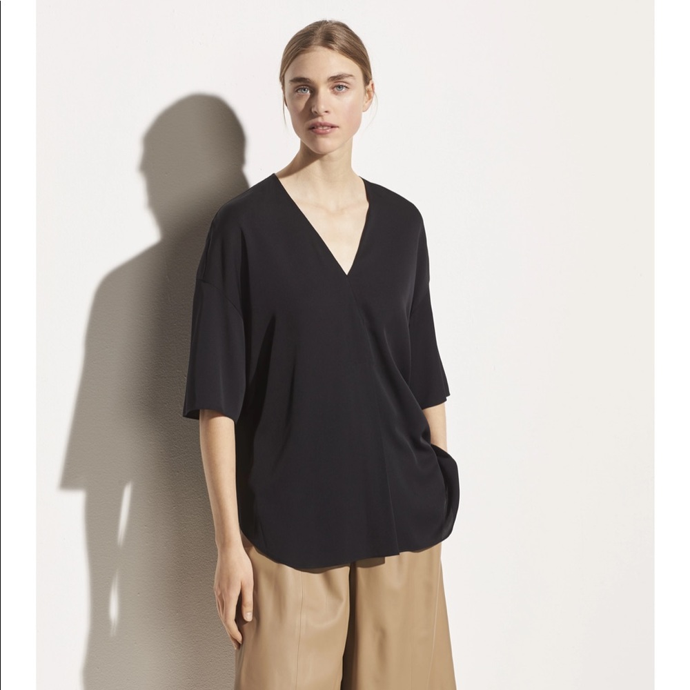 Vince Silk TALL-Friendly V-Neck Popover Top
